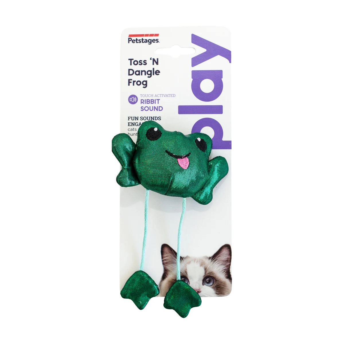 Catstages Toss 'n Dangle Frog cat toy in packaging