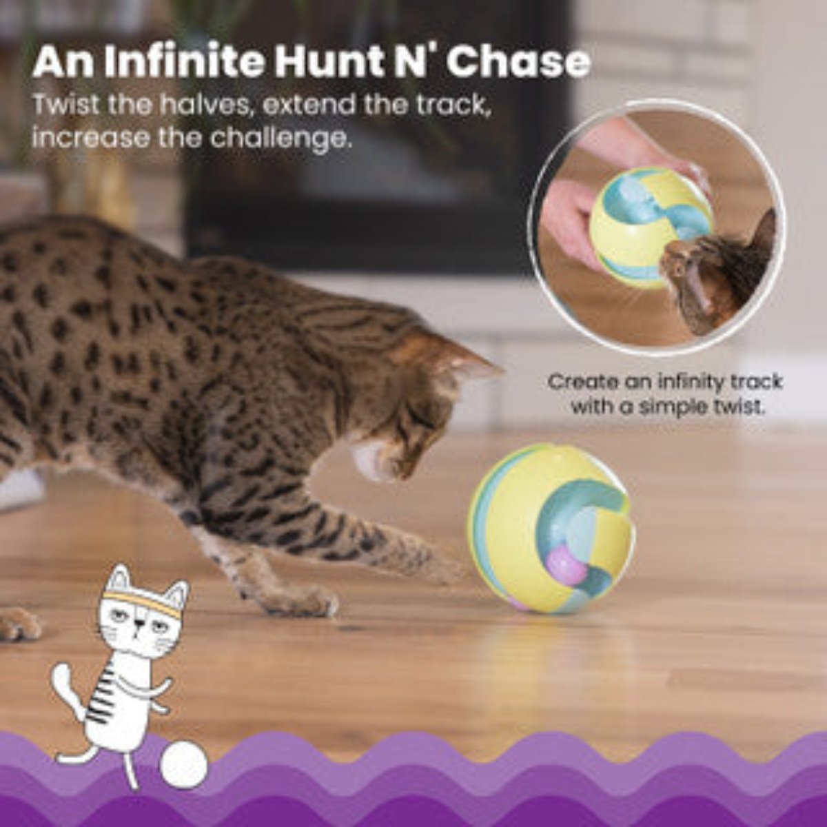 Catstages Twist-A-Ball Track infinity chase mode for interactive cat enrichment play