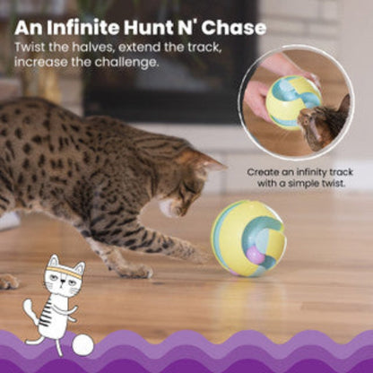 Catstages Twist-A-Ball Track infinity chase mode for interactive cat enrichment play