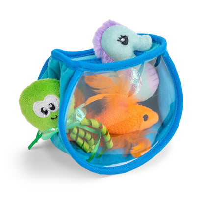 Catstages Hide Seek Fish Bowl cat puzzle toy with fish bowl and hidden catnip prey toys