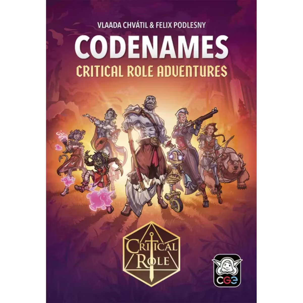 Codenames Critical Role Adventures game artwork featuring Critical Role heroes in Exandria