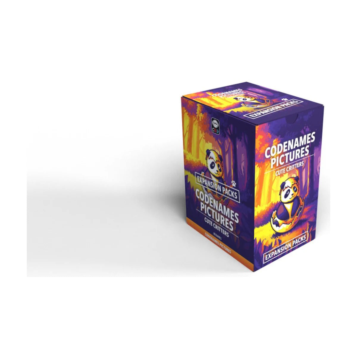 Codenames Pictures Cute Critters Expansion Pack display box with colourful panda artwork