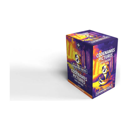 Codenames Pictures Cute Critters Expansion Pack display box with colourful panda artwork