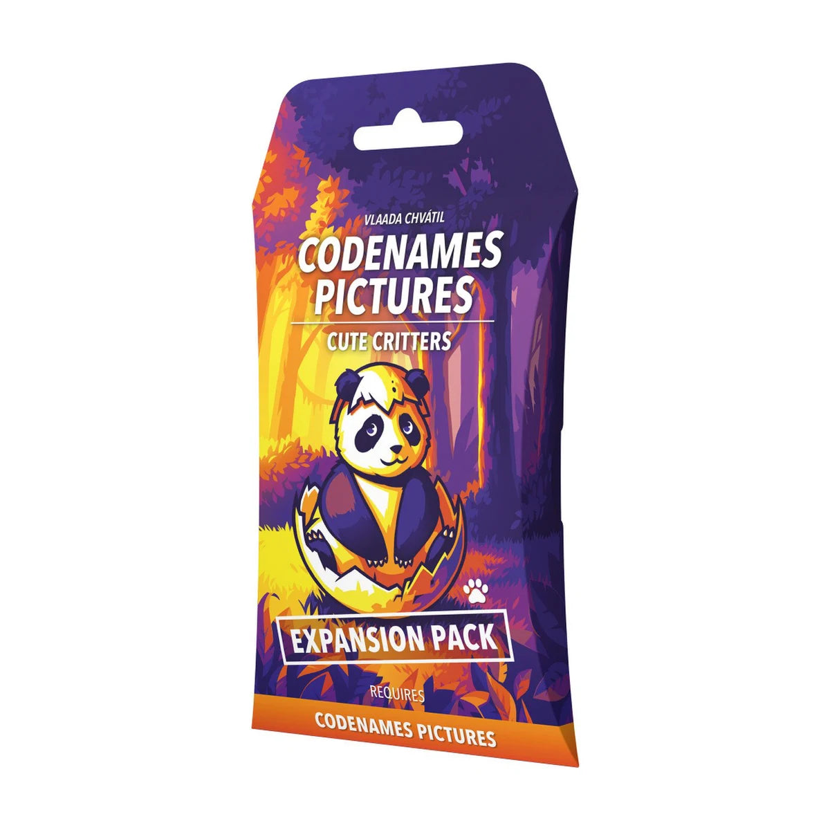 Codenames Pictures Cute Critters Expansion Pack front featuring a panda in a colourful forest