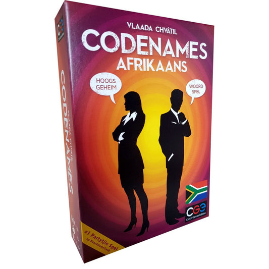 Codenames Afrikaans word game box front view
