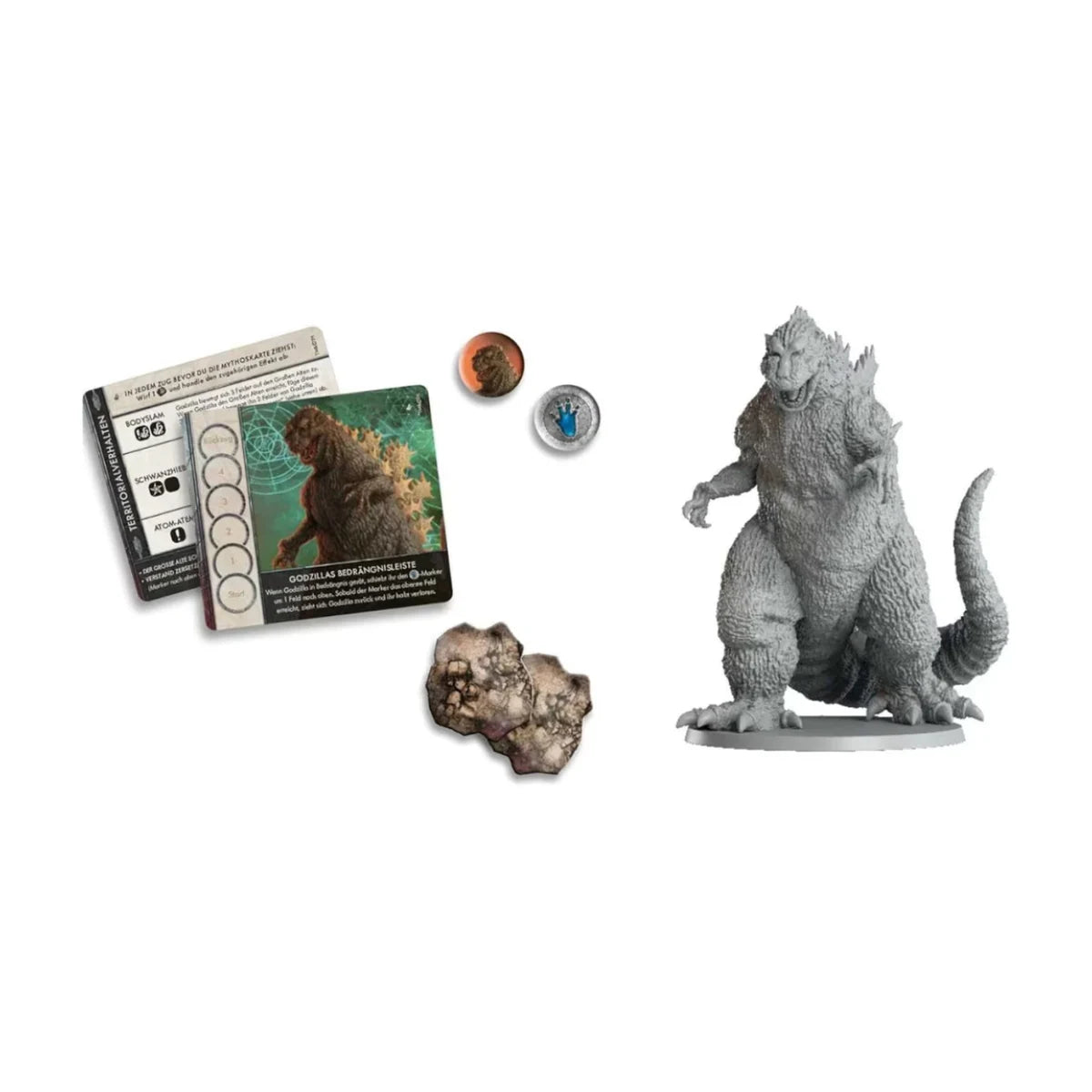 Cthulhu Death May Die Godzilla Expansion miniature, cards and tokens
