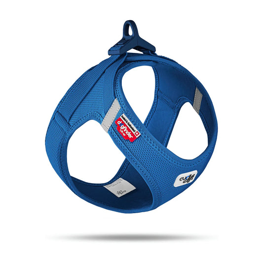 Curli Clasp Air-Mesh vest dog harness in Blue, studio product image