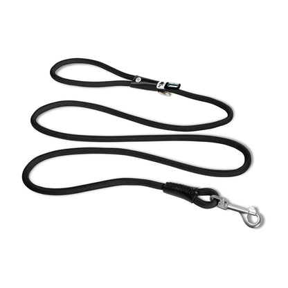 Curli Stretch Comfort Leash size M in black shock absorbing nylon rope leash with snap in safety hook