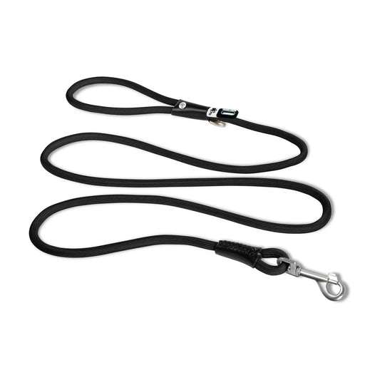 Curli Stretch Comfort Leash size M in black shock absorbing nylon rope leash with snap in safety hook