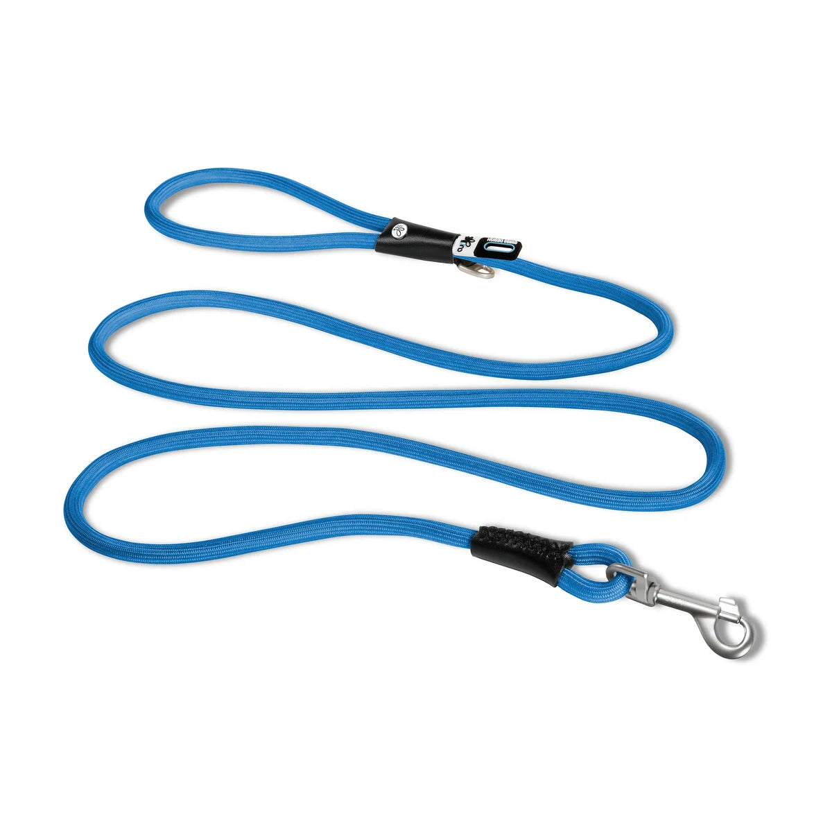 Curli Stretch Comfort Leash size M in blue shock absorbing nylon rope leash with snap in safety hook