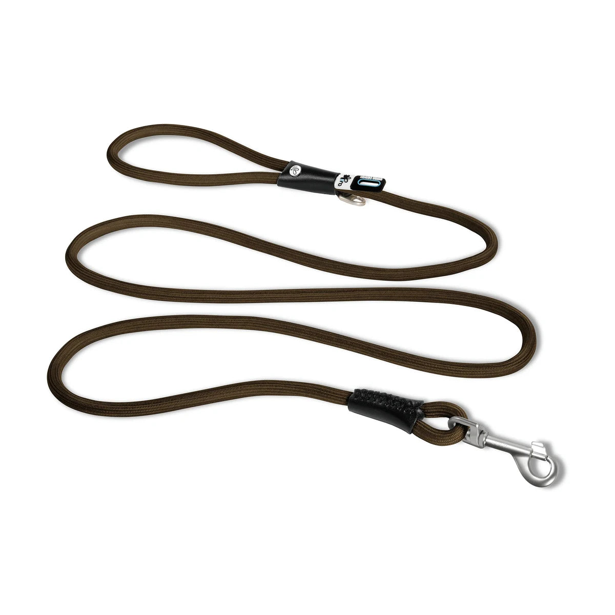 Curli Stretch Comfort Leash size M in brown shock absorbing nylon rope leash with snap in safety hook