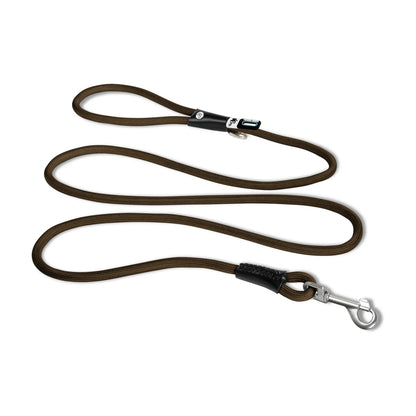 Curli Stretch Comfort Leash size M in brown shock absorbing nylon rope leash with snap in safety hook