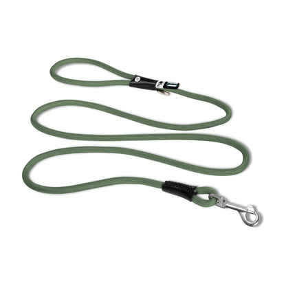 Curli Stretch Comfort Leash size M in moss green shock absorbing nylon rope leash with snap in safety hook