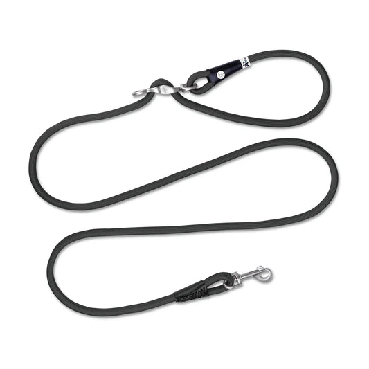 Curli Vario Comfort Leash in Black – adjustable shock absorbing rope dog leash (size S or L)