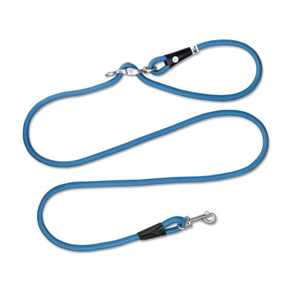 Curli Vario Comfort Leash in Blue – ultra soft adjustable rope leash with secure snap in hook (size S or L)