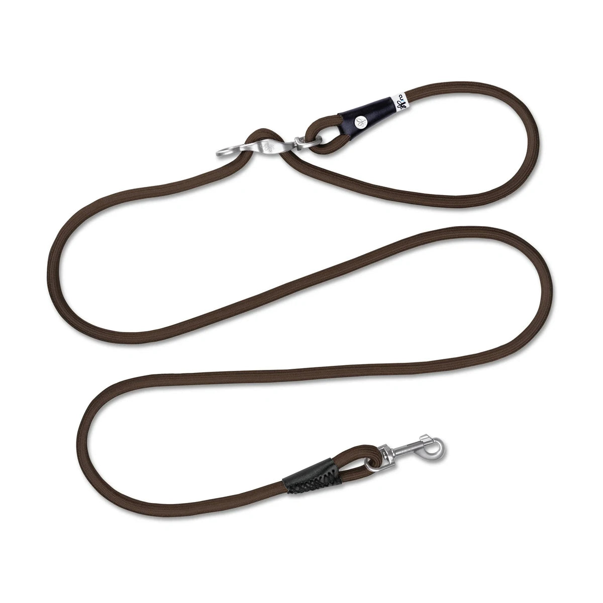 Curli Vario Comfort Leash in Brown – smoothly adjustable shock absorbing rope lead for daily walks (size S or L)