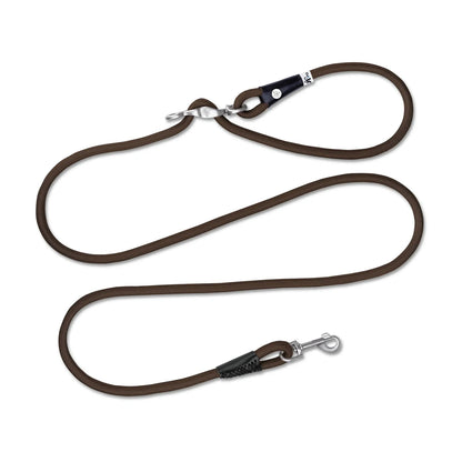 Curli Vario Comfort Leash in Brown – smoothly adjustable shock absorbing rope lead for daily walks (size S or L)