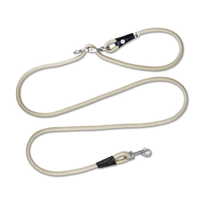 Curli Vario Comfort Leash in Light Tan – premium adjustable rope dog lead with snap in safety carabiner (size S or L)