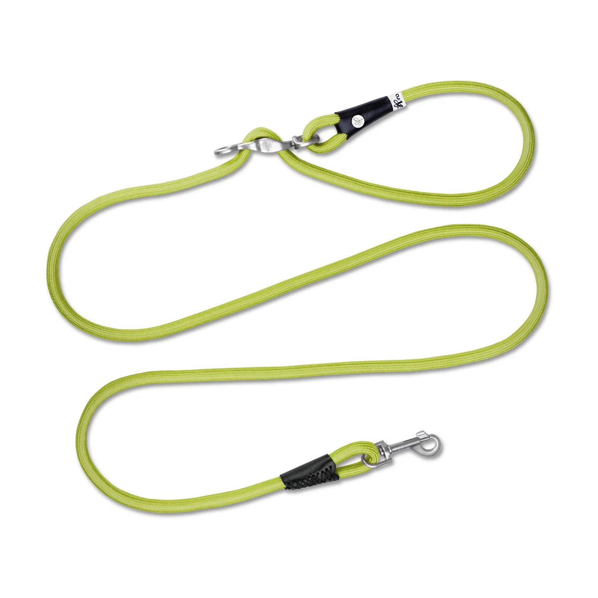 Curli Vario Comfort Leash in Lime – adjustable length rope leash for smooth stress free walks (size S or L)