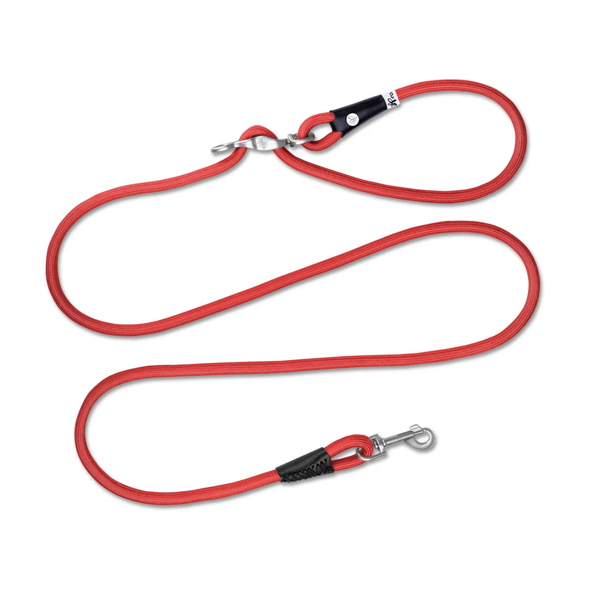 Curli Vario Comfort Leash in Red – shock absorbing adjustable rope dog lead for comfortable control (size S or L)