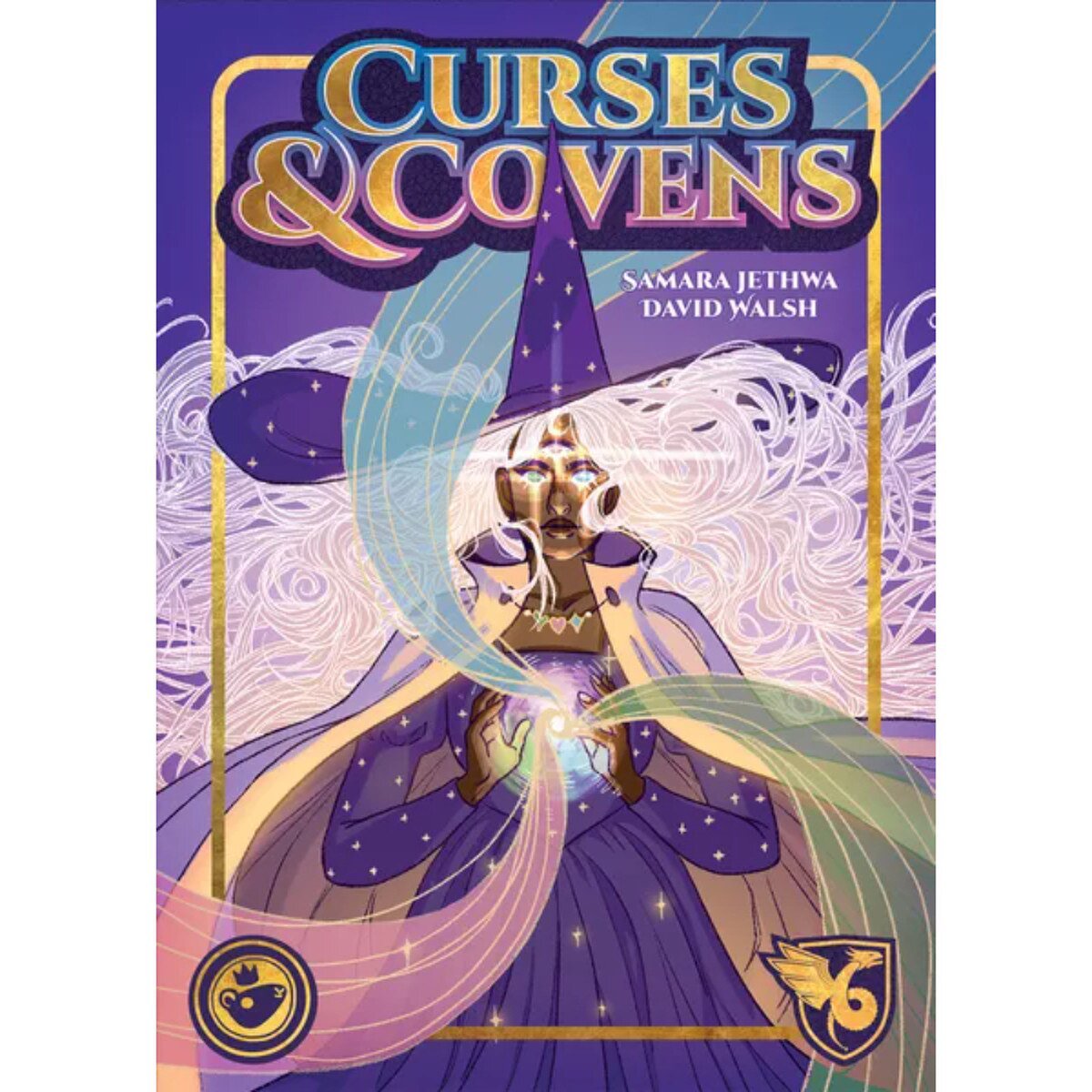 Front cover artwork for Curses & Covens bluffing card game by Samara Jethwa and David Walsh