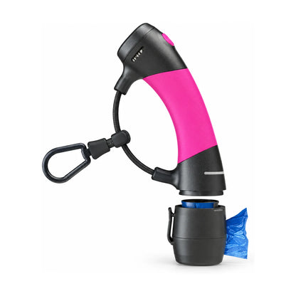 DGS Gismo dog leash handle in Hot Pink with leash carabiner and poop bag dispenser