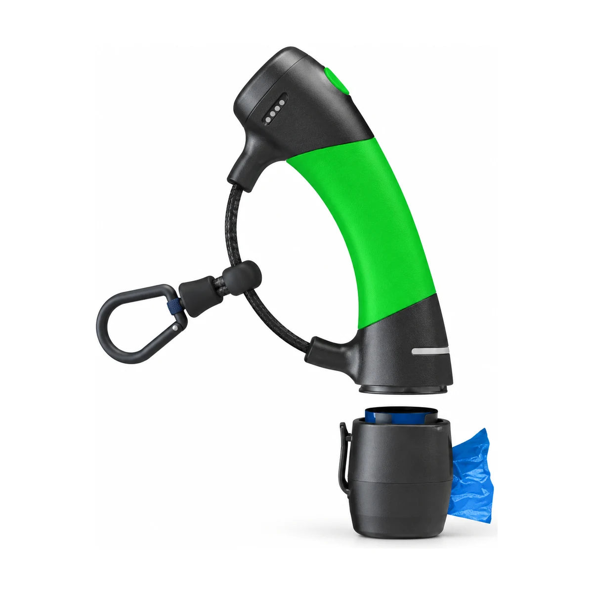DGS Gismo dog leash handle in Lime Green with leash carabiner and poop bag dispenser