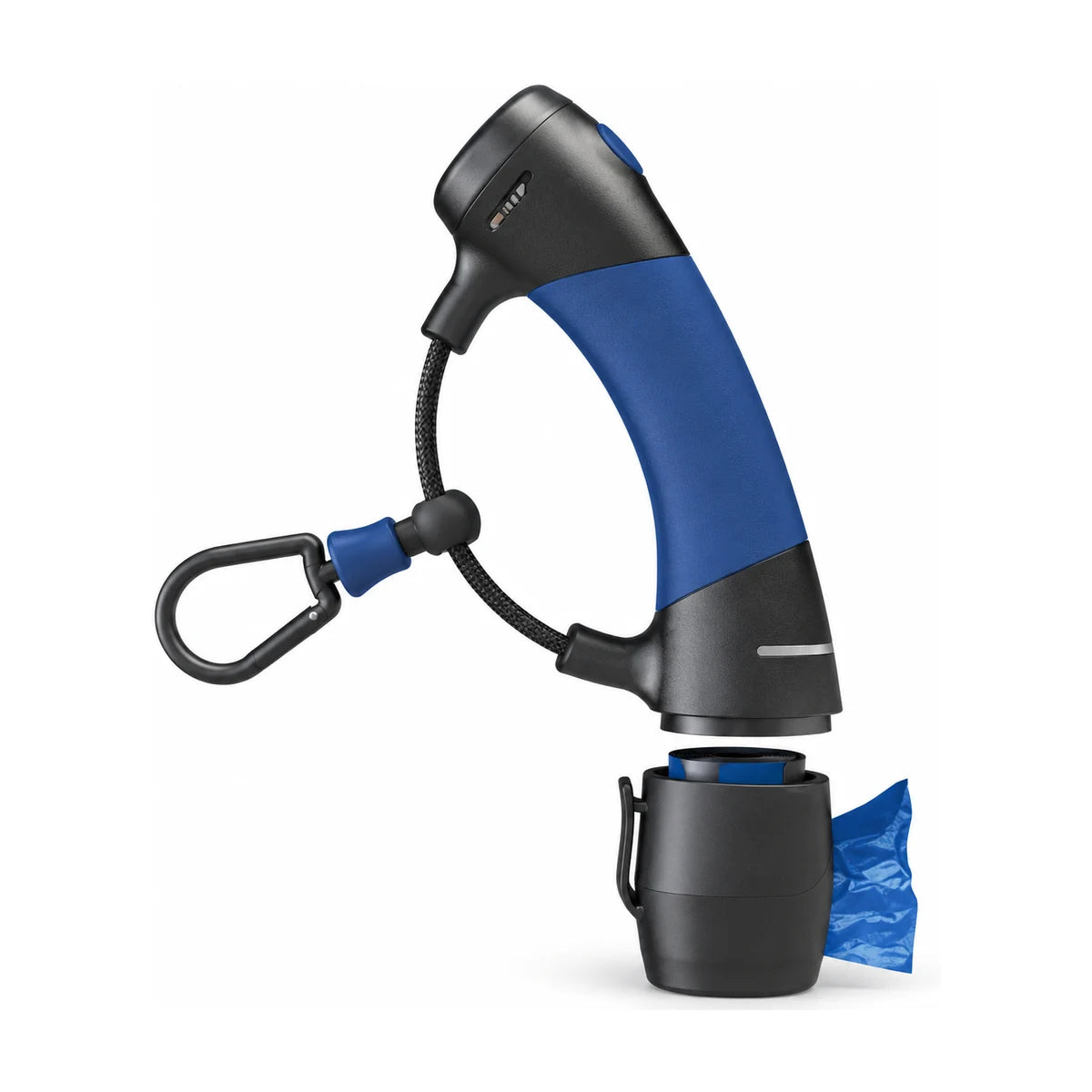 DGS Gismo dog leash handle in Midnight Blue with leash carabiner and poop bag dispenser