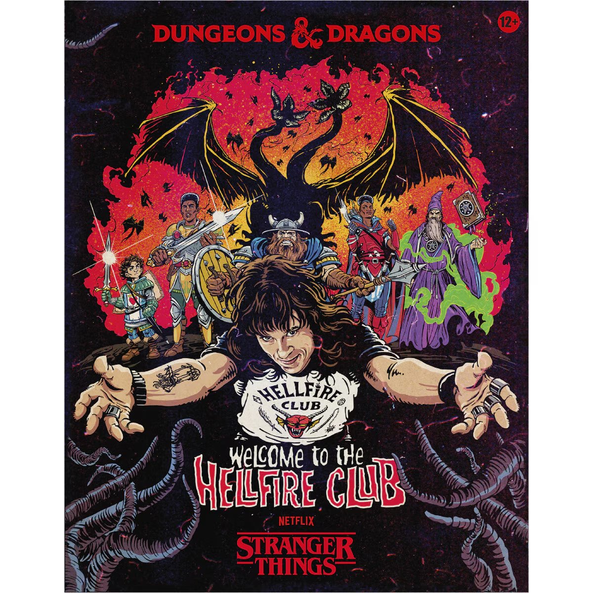 Cover artwork for Dungeons & Dragons Stranger Things Welcome to the Hellfire Club with Hellfire Club characters and monster art