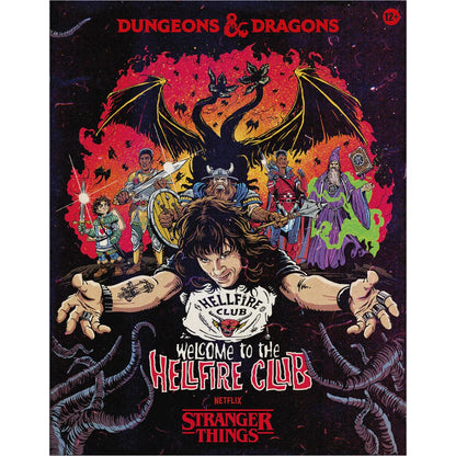 Cover artwork for Dungeons & Dragons Stranger Things Welcome to the Hellfire Club with Hellfire Club characters and monster art
