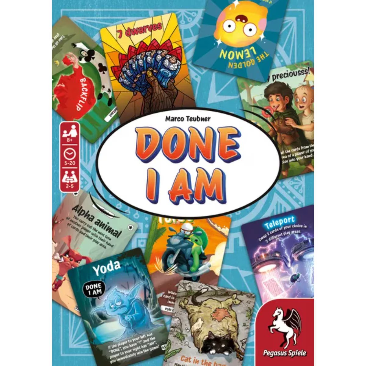 DONE I AM card game box front for family game night