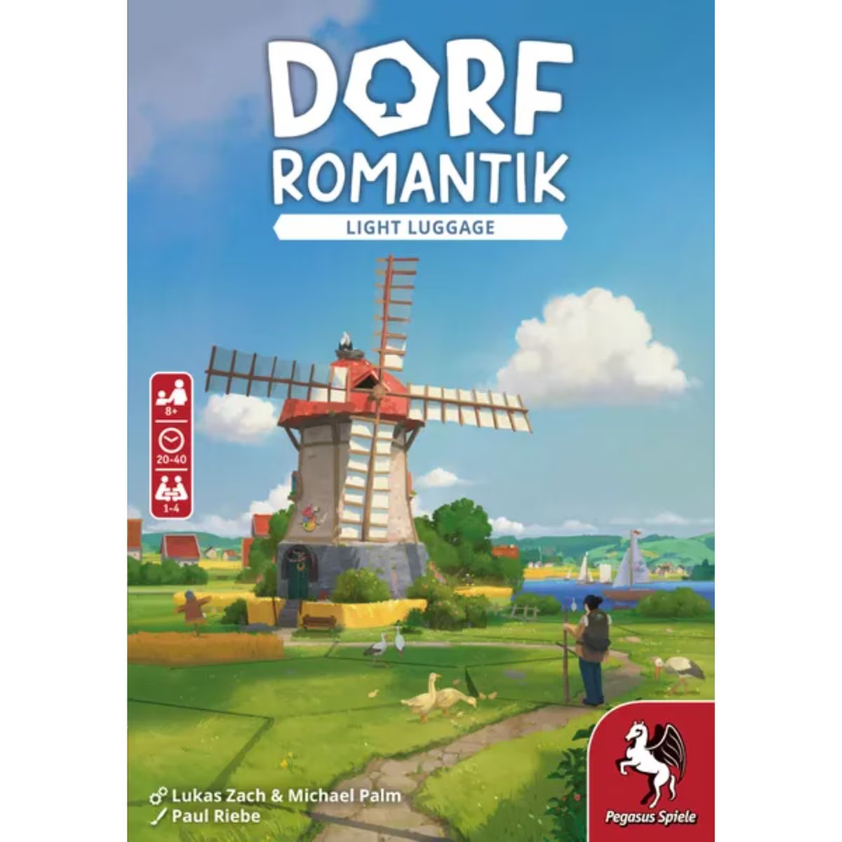Dorfromantik Light Luggage board game box front with windmill countryside artwork