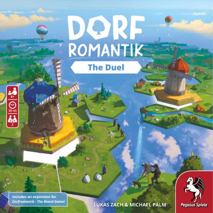 Dorfromantik The Duel board game box front showing peaceful countryside landscape tiles
