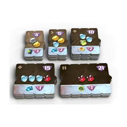 Drillers corridor mine tiles showing mineral rewards and excavation values