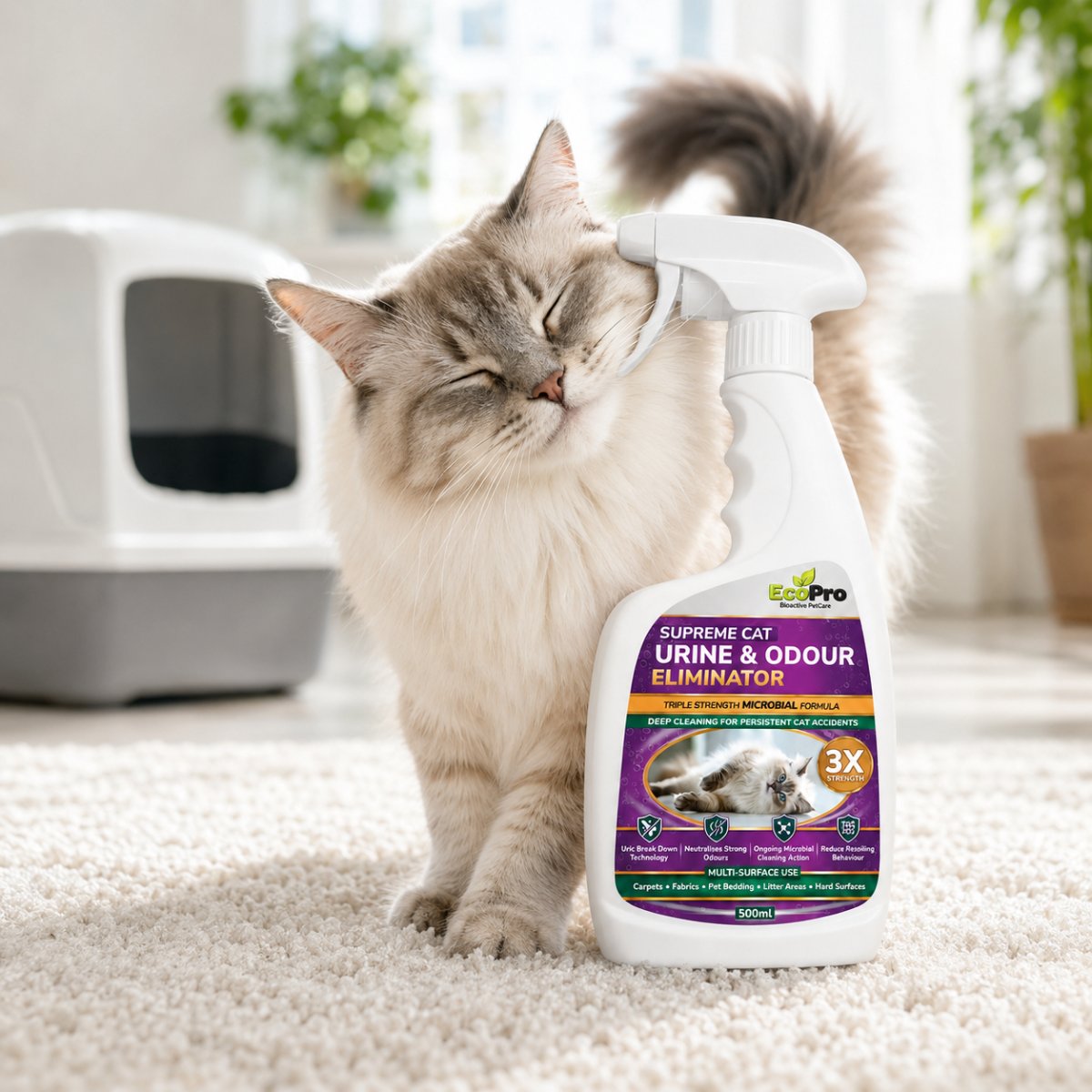 EcoPro Supreme Cat Urine & Odour Eliminator 500 ml with cat