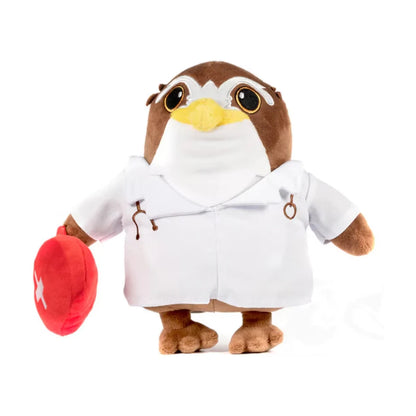 Everdell Cozy Critters Doctor plush front view wearing a white doctor coat and holding a red medical bag