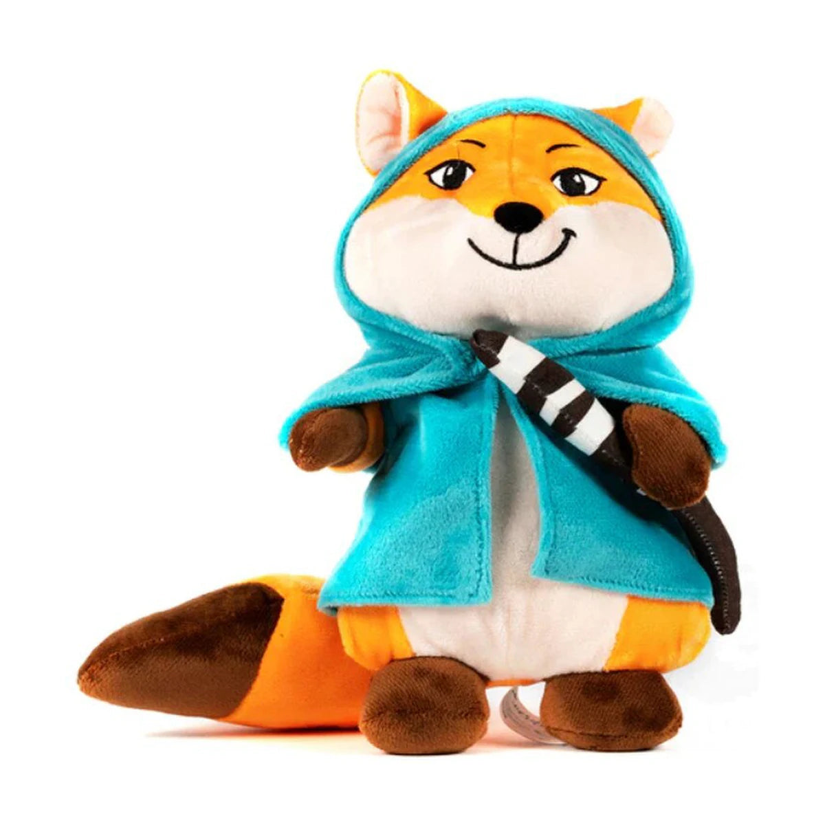 Everdell Cozy Critters Hero plush front view wearing a teal hooded cloak