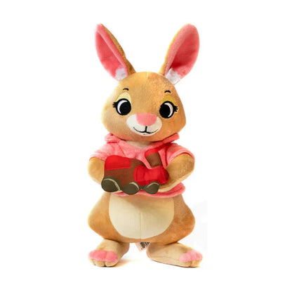 Everdell Cozy Critters Toymaker plush front view holding a red and brown toy train
