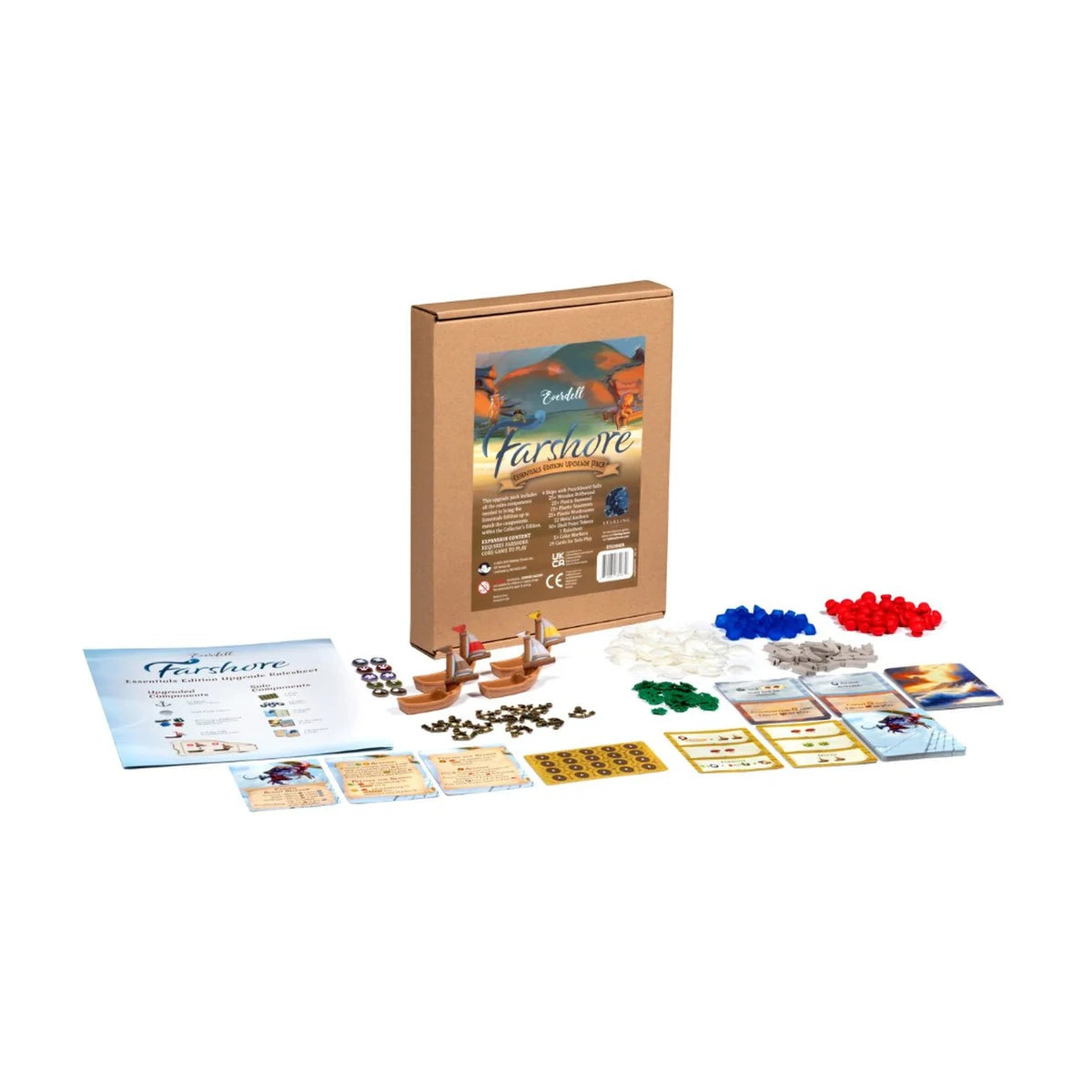 Everdell Farshore Essentials Edition Upgrade Pack with ships, resources, anchors, tokens and cards