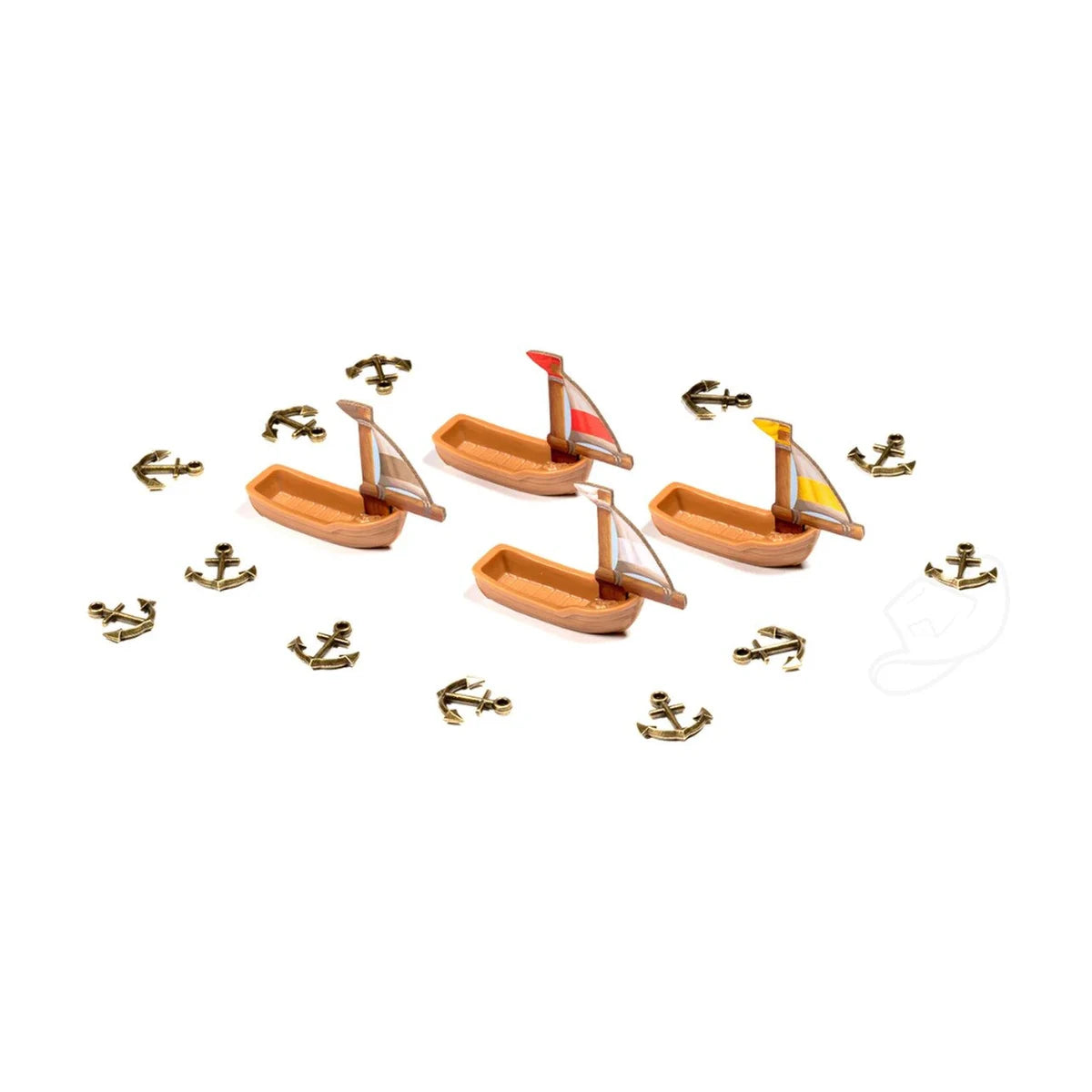 Everdell Farshore Upgrade Pack ships with punchboard sails and metal anchors