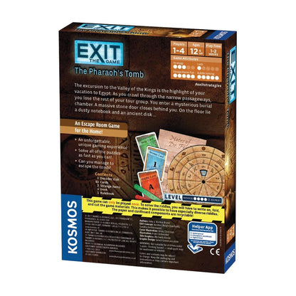 EXIT The Pharaoh's Tomb KOSMOS box back showing escape room gameplay components age players and play time