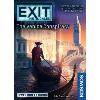 EXIT The Game The Venice Conspiracy cover art featuring a gondola Venetian canal and city architecture