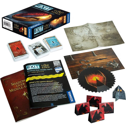 EXIT Lord of the Rings Shadows Over Middle-earth game components and puzzle materials