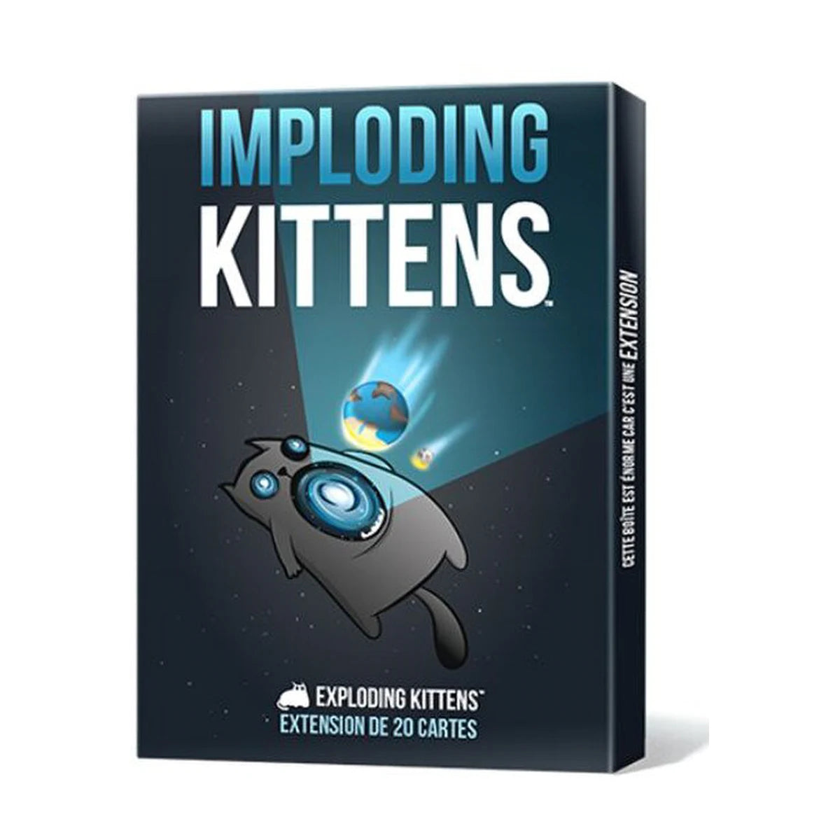 Imploding Kittens Expansion box with cards, Cone of Shame and game components