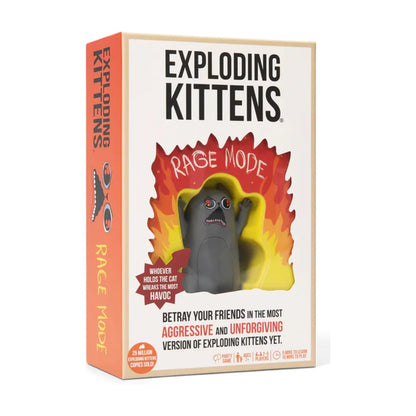 Exploding Kittens Rage Mode card game box front featuring the Rage Cat
