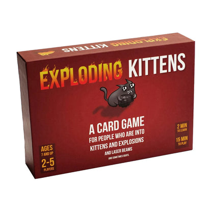 Exploding Kittens US Edition card game box for 2 to 5 players ages 7 and up