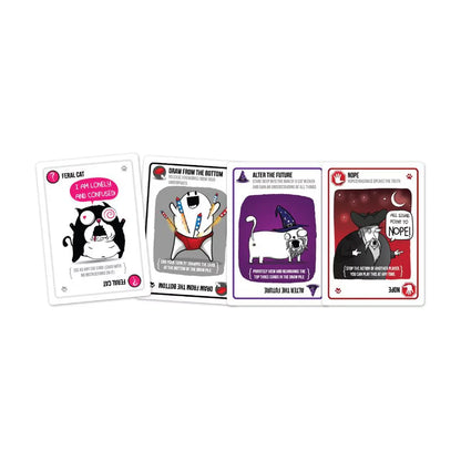 Exploding Kittens Party Pack action cards close-up