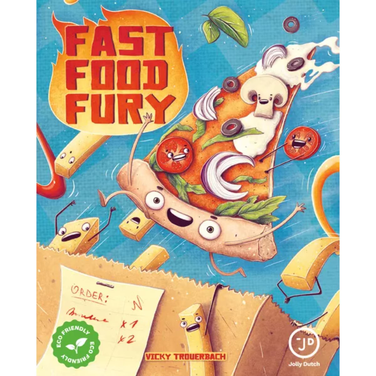 Fast Food Fury cover artwork featuring animated pizza, fries and other fast food characters