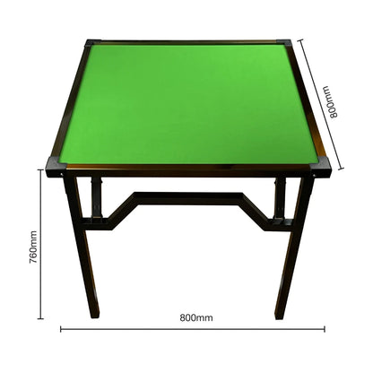 Foldaway bridge table dimensions showing 80 cm width, 80 cm depth and 76 cm height