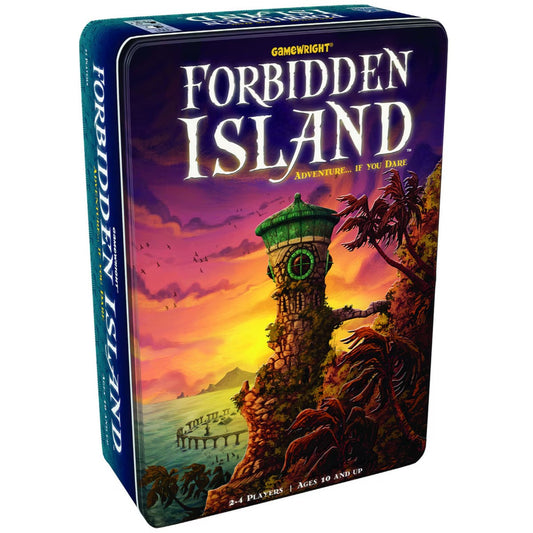 Forbidden Island cooperative adventure board game tin box